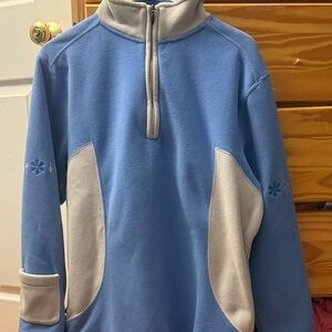 Women bombardier size large  Blue and Gray Quarter-Zip Sweater
